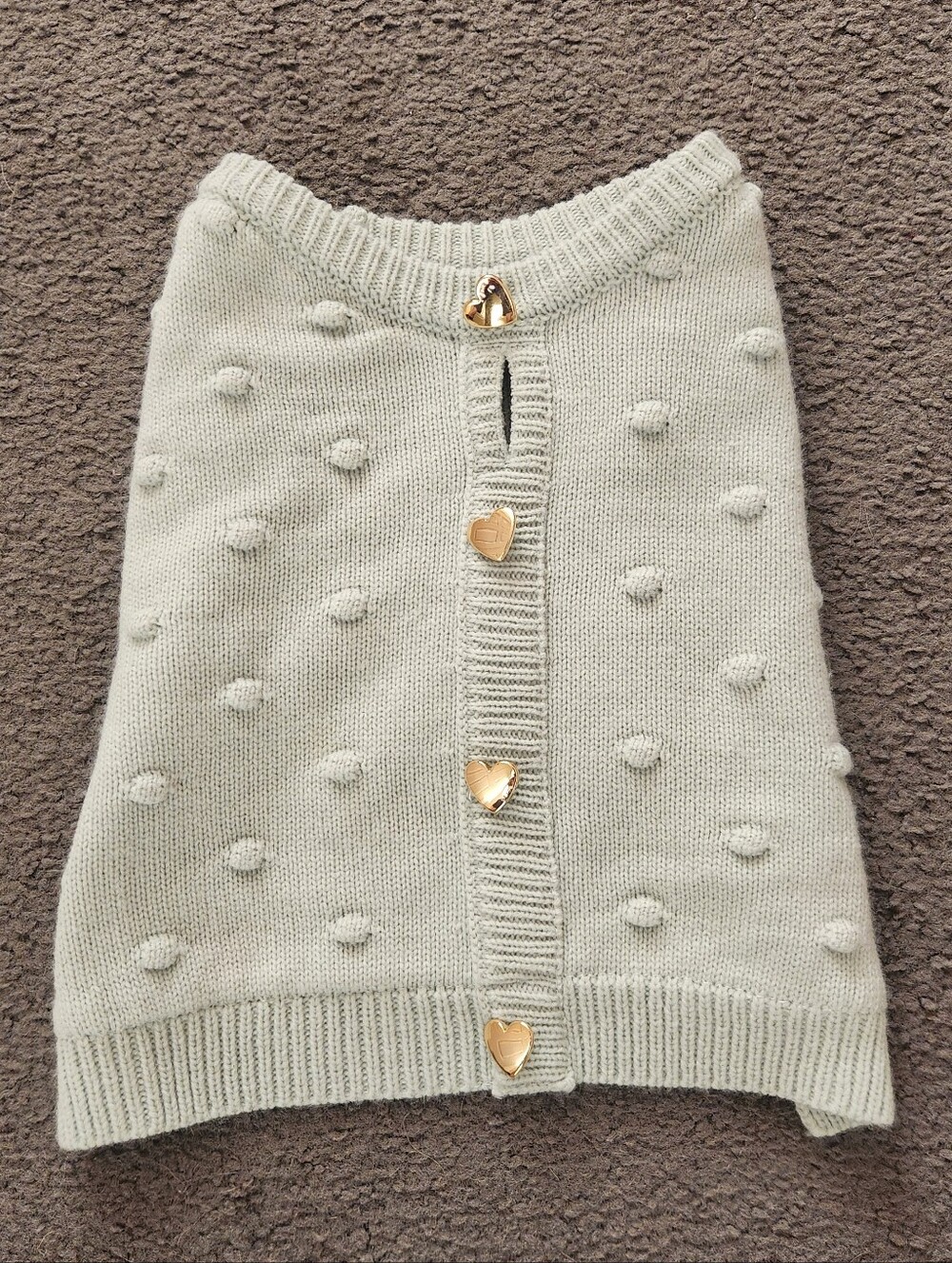 SHABBY CHIC Dog Sweater Small Green Hearts Fleece Lined
